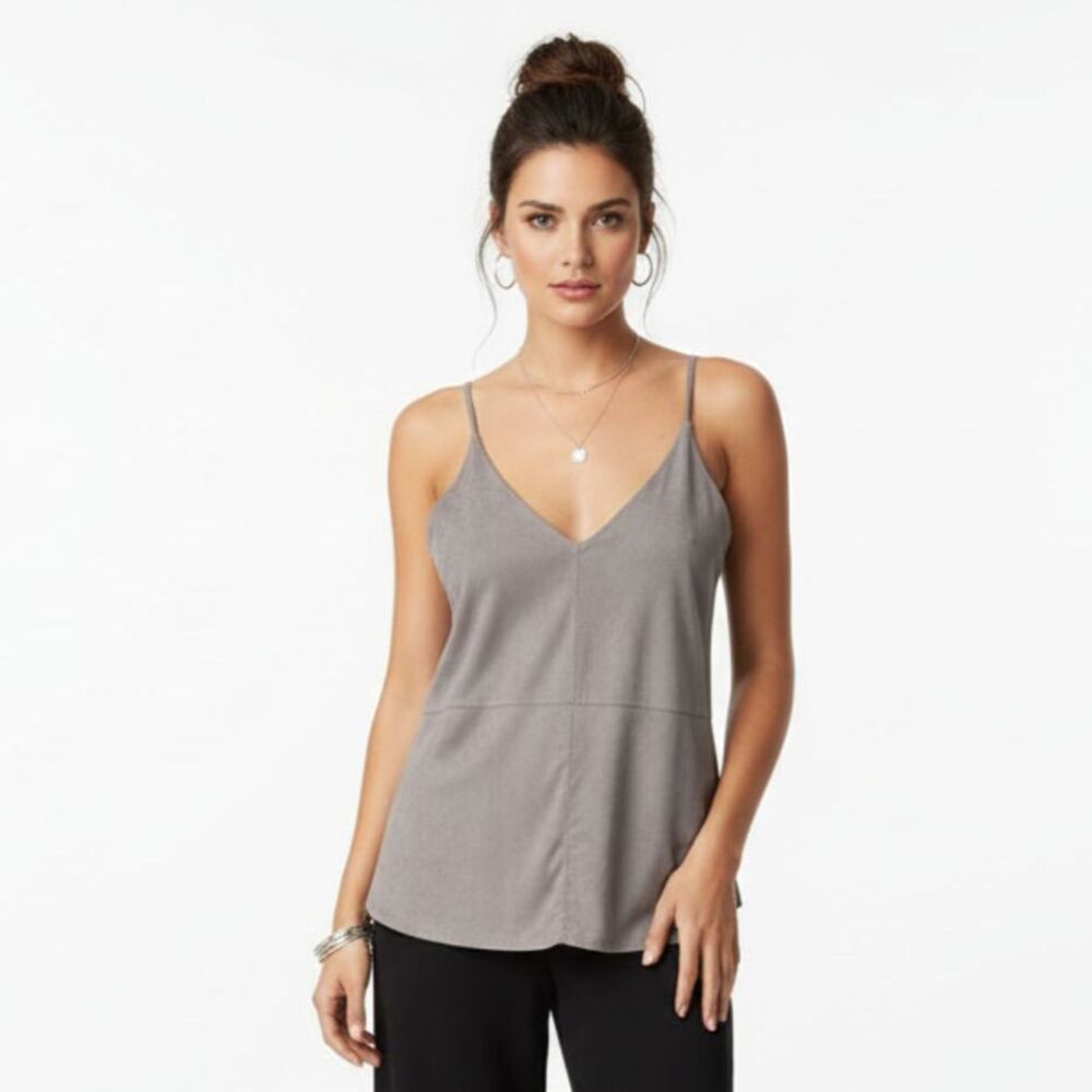 Stella Luce Gray Sleeveless Faux Suede Tank Top L